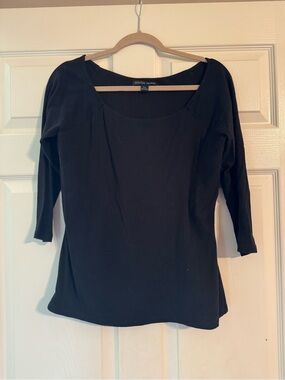 Boston Proper Black Scoop Neck Long Sleeve Tee